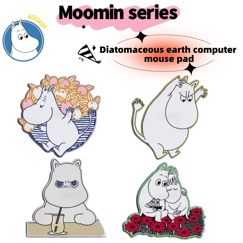Good Laptop Accessories - แผ่นรองเมาส์ลายการ์ตูนมูมินฮิปโปน่ารัก ทำจากดินไดอะตอม กันน้ำ กันลื่น พกพาสะดวก สำหรับแล็ปท็อป