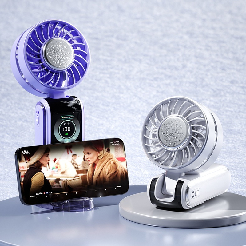 Monitor Portable Usb - พัดลมพกพาขนาดเล็ก 3600mAh พับได้ แขวนคอ ปรับความเร็วได้ 100