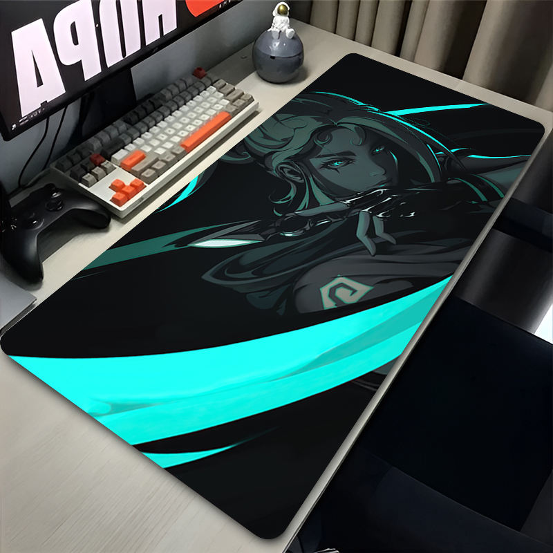 Good Laptop Accessories - แผ่นรองเมาส์เกม Valorant Jett XXL อุปกรณ์เสริมสำหรับเล่นเกมสำนักงาน แผ่นรองคีย์บอร์ดสำหรับเกมเมอร์